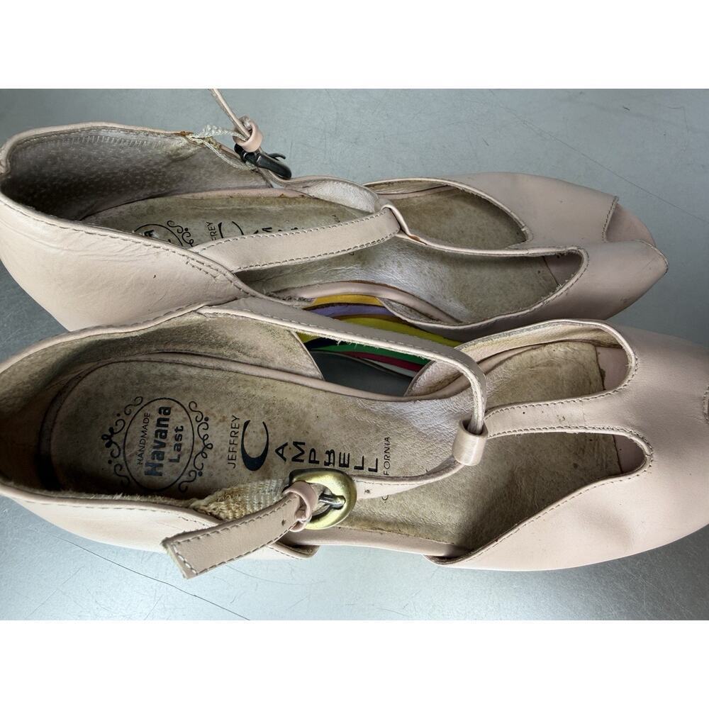 Jeffrey Campbell “Salvatore” Peep Toe Leather & Rainbow Platform Heels Sz 6 RARE - Picture 7 of 8